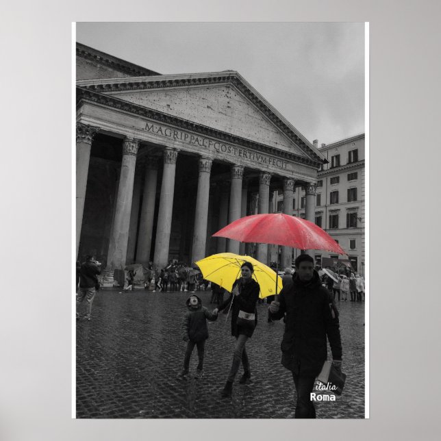 Travel | Italy - Rome, Rainy Day at the Pantheon Poster (Front)