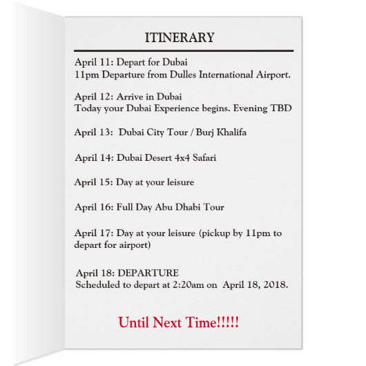 Travel Itinerary (Inside (Right))