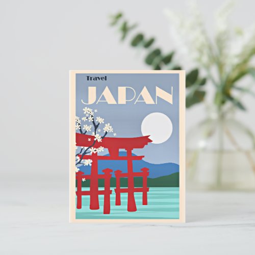 Travel Japan vintage illustration Postcard