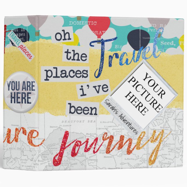 Travel Journey Personalized Scrapbook 3 Ring Binder (Front/Spine)