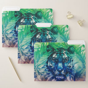 Travel Jungle Wild Tiger Foliage Tropical Leaves File Folder