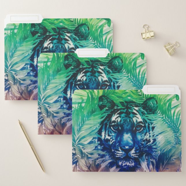 Travel Jungle Wild Tiger Foliage Tropical Leaves File Folder (Set)
