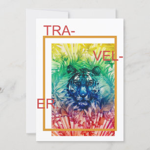Travel Jungle Wild Tiger Tropical Leaves Holiday Card