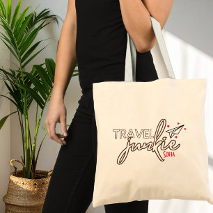 Travel Junkie, Girls Weekend Trip Personalized Large Tote Bag