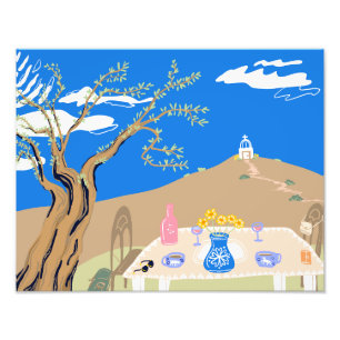 Travel keepsake Greek afternoon olive tree scene Photo Print