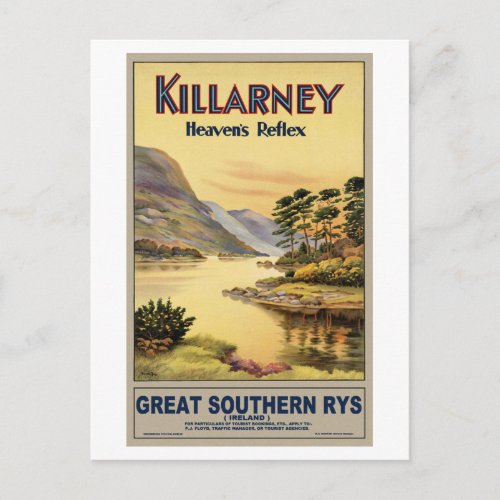 Travel Killarney Ireland by Railways Vintage Postcard