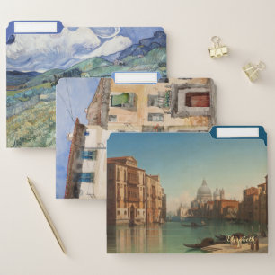 Travel Landscape Nature Vintage Art Monogrammed File Folder