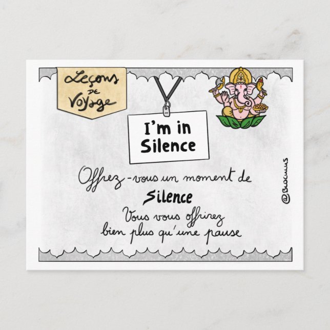 Travel Lesson: Give yourself a time of silence Postcard (Front)