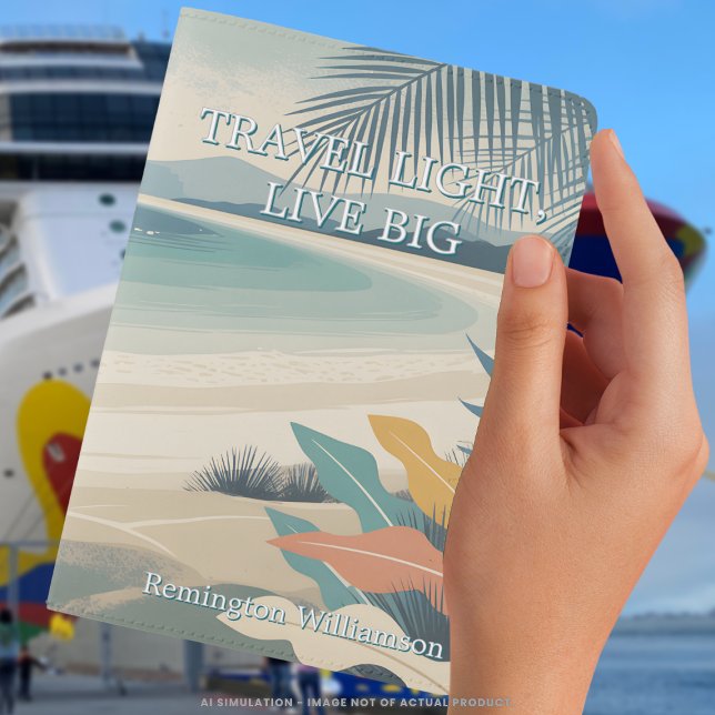 Travel Light Live Big - Ocean Coastal Beach Style Passport Holder (Creator Uploaded)