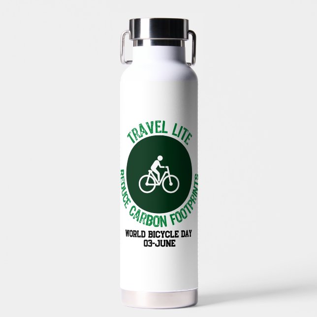 Travel Lite, Reduce Carbon Footprints.w Water Bottle (Front)
