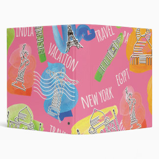 Travel Locations Pattern 3 Ring Binder