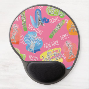 Travel Locations Pattern Gel Mouse Pad