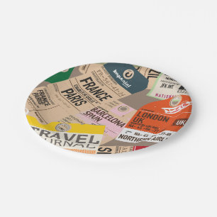 Travel Locations Pattern Paper Plates