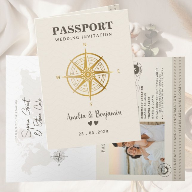 Travel love Theme  Passport Destination Wedding  Invitation (Creator Uploaded)