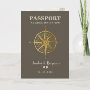 Travel love Theme Passport Destination Wedding Invitation