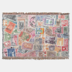 Travel Lover Gift Stamp Collection Throw Blanket