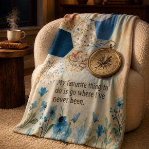 Travel Lover Golden Compass Fleece Blanket