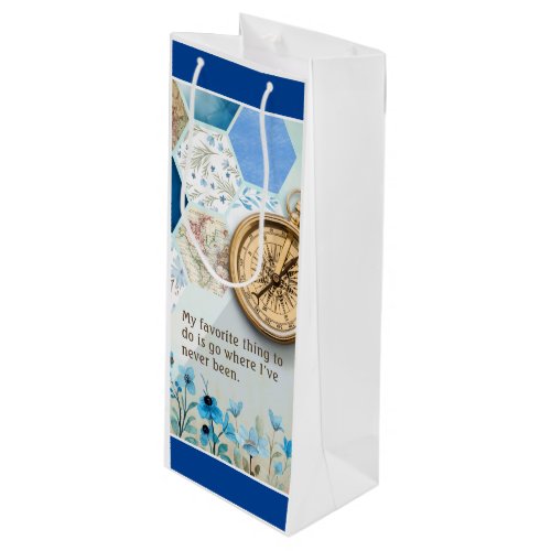 Travel Lover  Golden Compass Wine Gift Bag