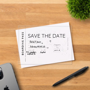 travel lover save the date boarding pass