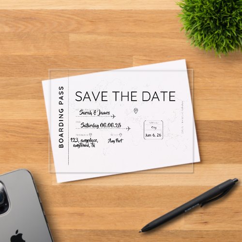 travel lover save the date boarding pass