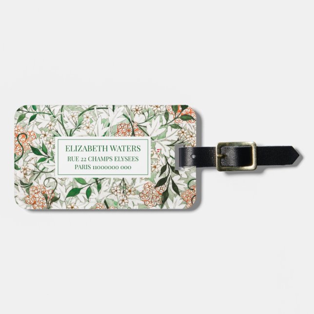 TRAVEL LUGGAGE TAG : WILLIAM MORRIS : JASMINE (Front Horizontal)