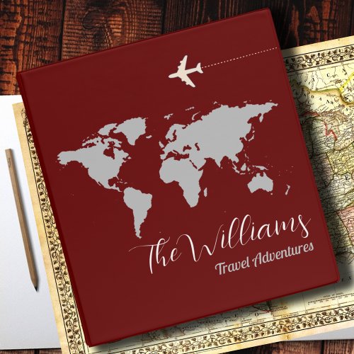 Travel Map dark_red 3 ring binder