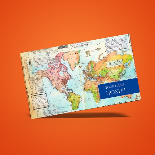 Travel map hostel vintage old style retro drawing  business card