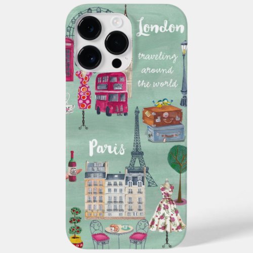 Travel map London Paris Case_Mate iPhone 14 Pro Max Case