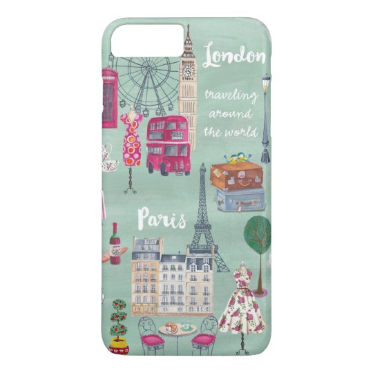 travel map london paris iphone 7 plus case