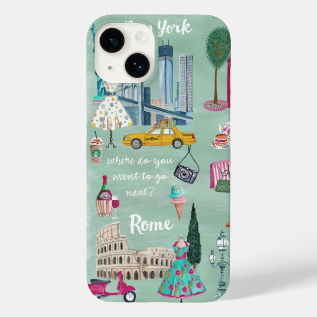 Travel map New York Rome | Iphone 6 plus Case (Back)