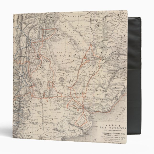 Travel Map of Dr V Martin de Moussy 3 Ring Binder (Front/Inside)