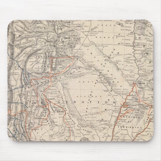 Travel Map of Dr V Martin de Moussy Mouse Pad (Front)