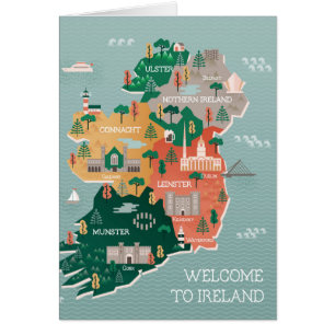 Travel Map of Ireland   Landmarks & Cities Cards