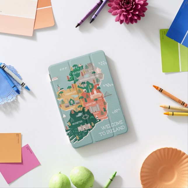 Travel Map of Ireland | Landmarks & Cities iPad Mini Cover (In Situ)