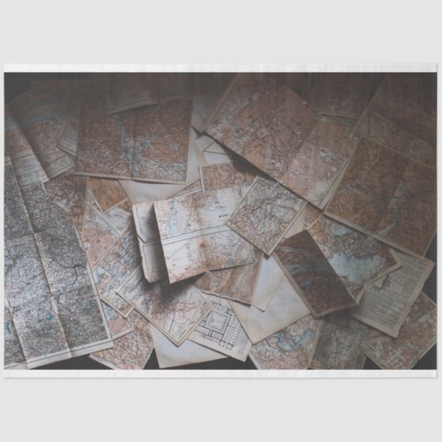 Travel Maps 20x30 Decoupage Background Tissue Paper (Front)