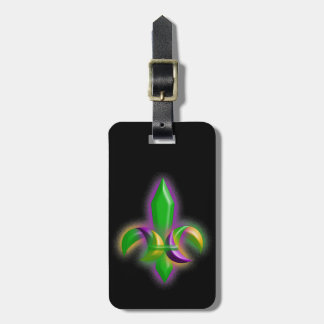 Travel Mardi Gras colors fleur de lis faux-dust Luggage Tag