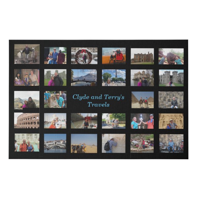 Travel Memories Collage 36 X  24 Black Background  Faux Canvas Print (Front)