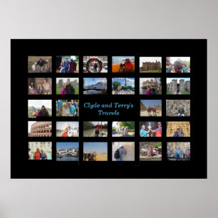 Travel Memories Collage 36 X 24 Black Background Poster