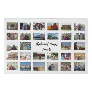 Travel Memories Collage 36 X  24  White Background Faux Canvas Print