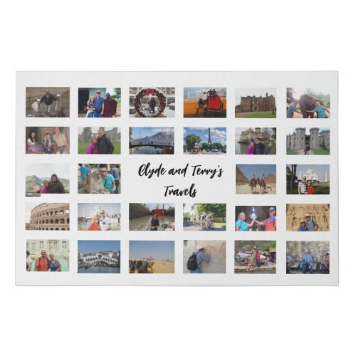Travel Memories Collage 36 X  24  White Background Faux Canvas Print