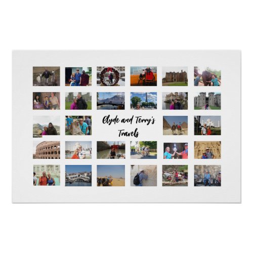 Travel Memories Collage 36 X 24 White Background  Poster