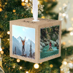Travel Memories Square Photos Cube Ornament<br><div class="desc">Celebrate your year of adventure with a personalized travel photo cube ornament. This modern ornament features five square photo templates, allowing you to showcase your yearly travel adventures in style. The top proudly displays "Our Year of Adventure" along with the specific year, making it a perfect keepsake. Its simplicity emphasizes...</div>