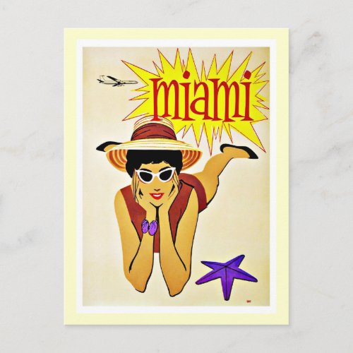 Travel Miami Florida Beach Vintage Postcard