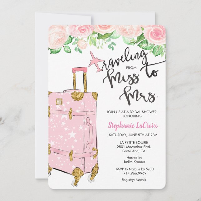 Travel Miss to Mrs. Bridal Shower Invitation (Front)
