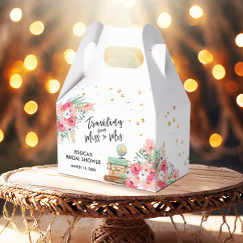 Travel Miss To Mrs Pink Floral Bridal Shower Favor Boxes by Anietillustration at Zazzle