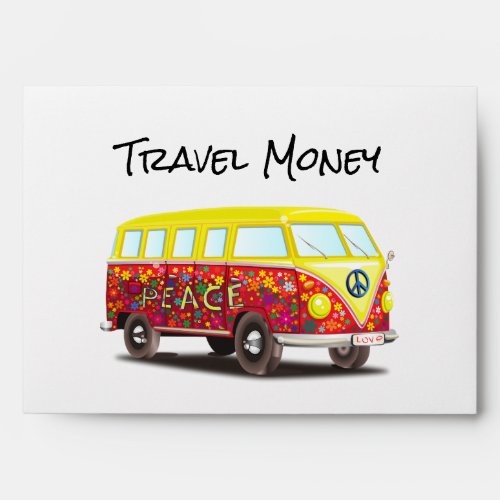 Travel Money Envelope Love Peace Hippy Van