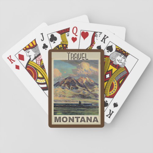 Travel Montana vintage poster Poker Cards