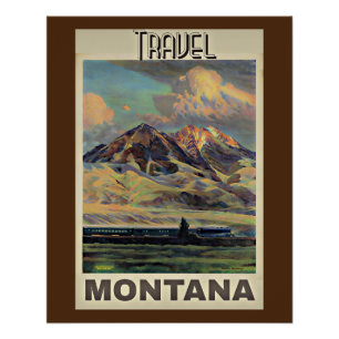 Travel Montana, vintage poster, Poster