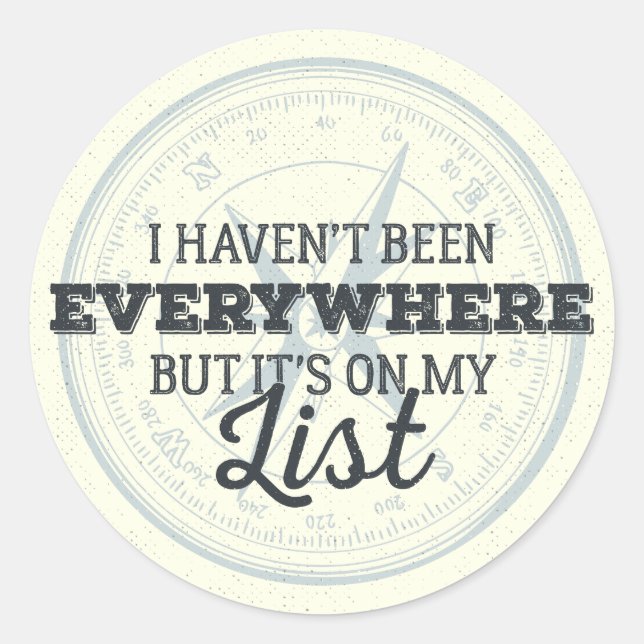 Travel more compass stamp motivational quote classic round sticker (Front)