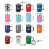 Travel Mug 15 Oz Engraved Stainless- Steel (Color Chart)